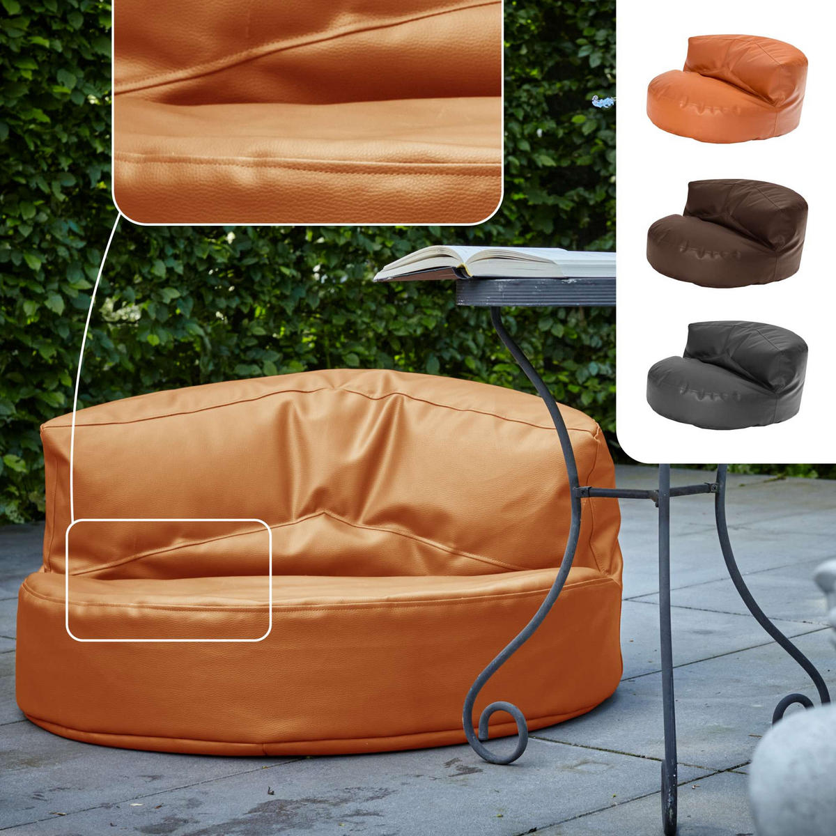 INDOOR LOUNGE SITZSACK Sofa Kunstleder - Hellbraun, Textil (90/50/50cm) - Green Bean