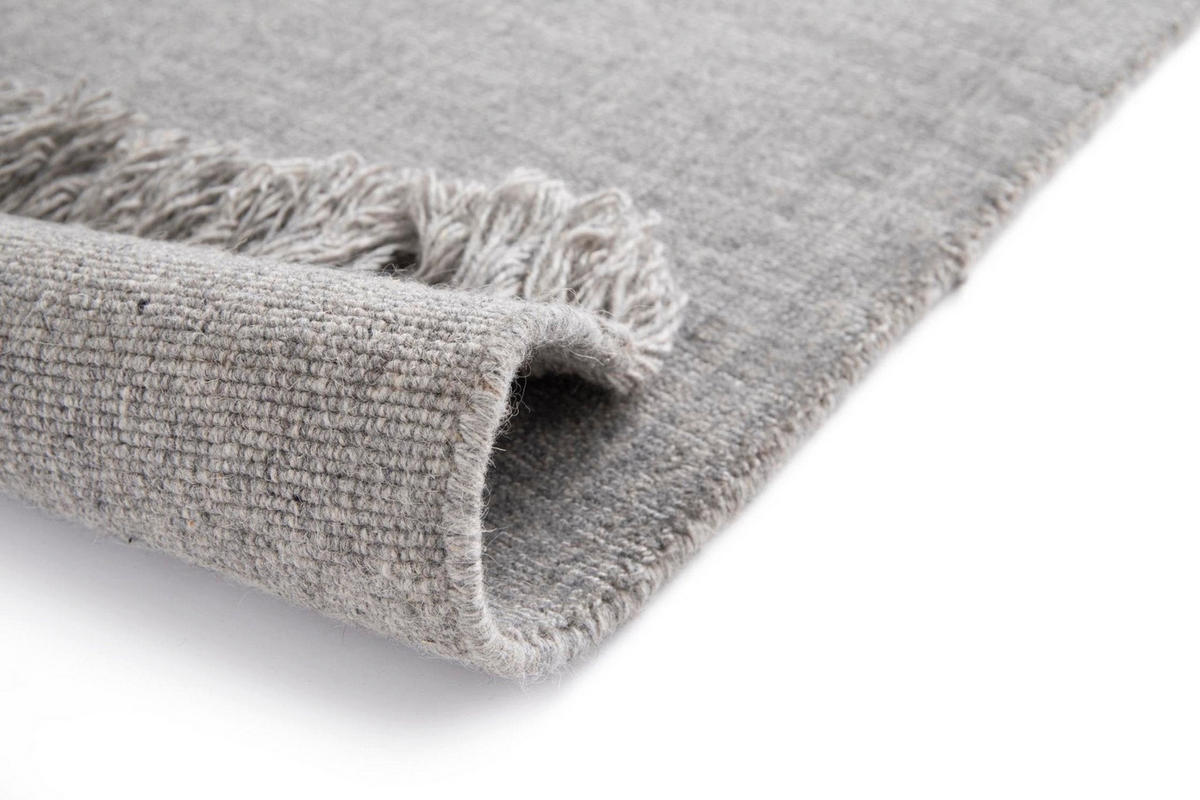 TEPPICH handgefertigt Wolle Baumwolle grau - Grau, Naturmaterialien (200/290cm) - AFK Living