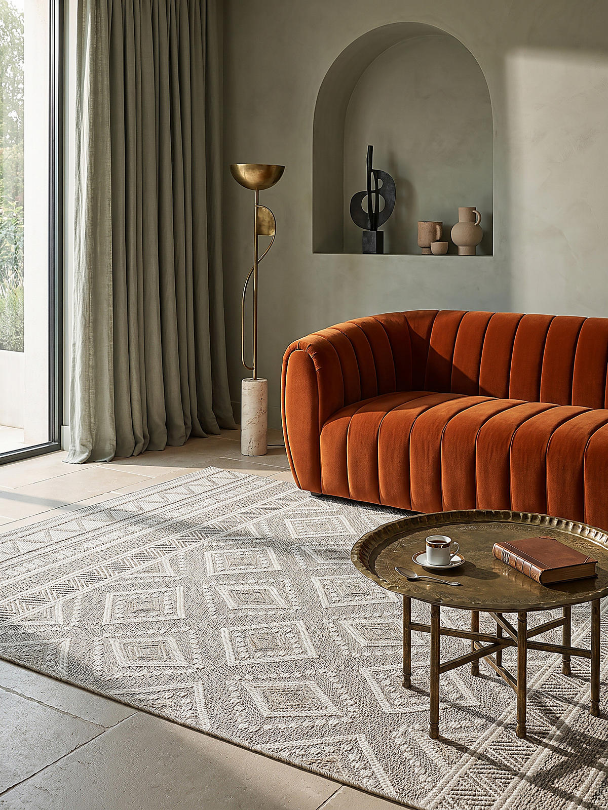 TEPPICH Flachgewebe ESERA Ethno-Rauten Polypropylen Beige 120 x 160 cm - Beige, Textil (120/160cm) - KADIMA DESIGN