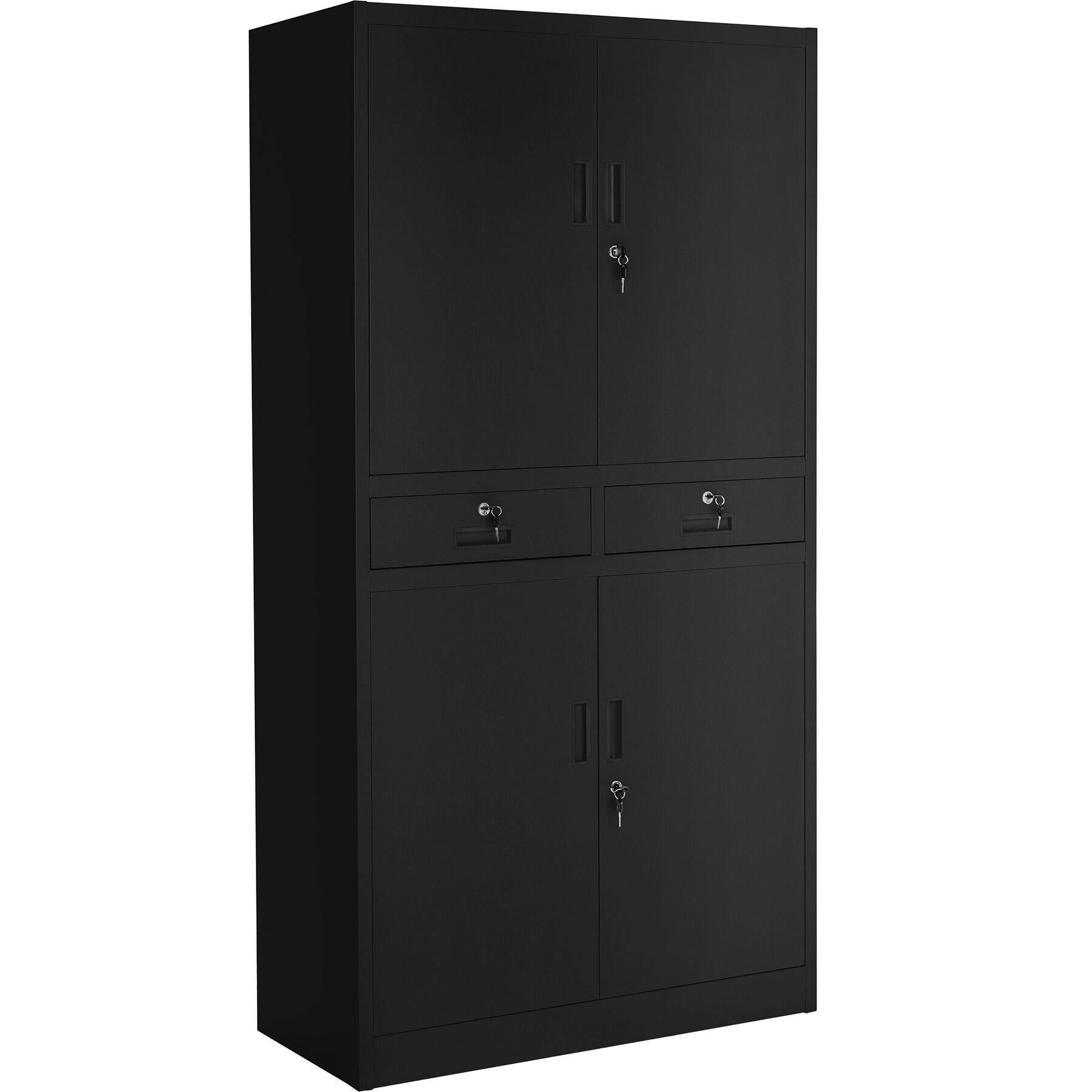 AKTENSCHRANK ,180 x 80 x 40 cm,schwarz/schwarz - Schwarz, Metall (40/180/80cm) - tectake