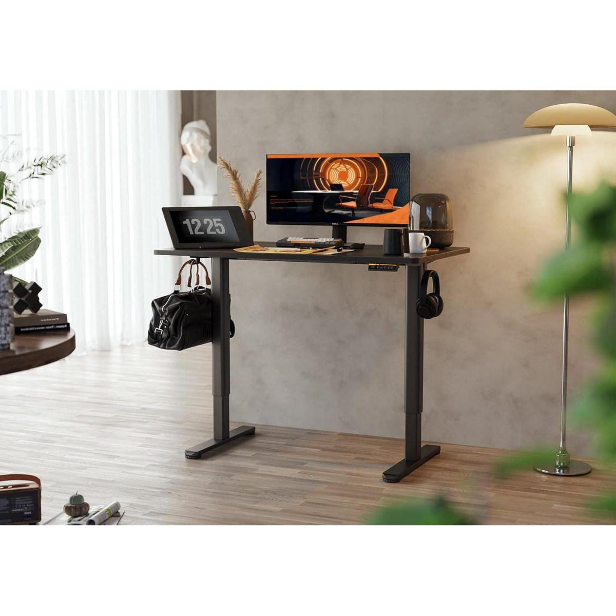 SCHREIBTISCH höhenverstellbar elektrisch Schwarz 120x60 cm - Schwarz, Metall (60/120/118cm)