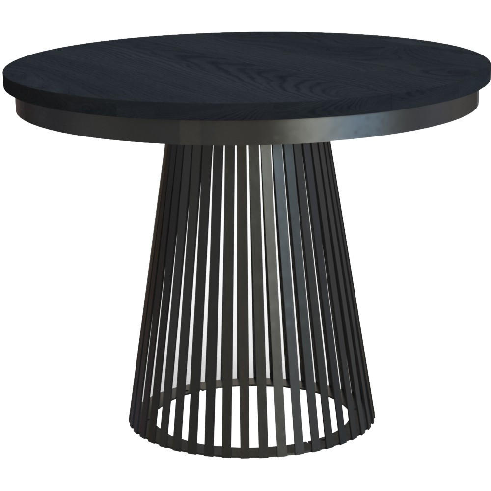 ESSTISCH Lumi, Runder, mit Metallbeinen, Schwarz - Schwarz, Holzwerkstoff/Metall (100/100/77cm) - Beautysofa