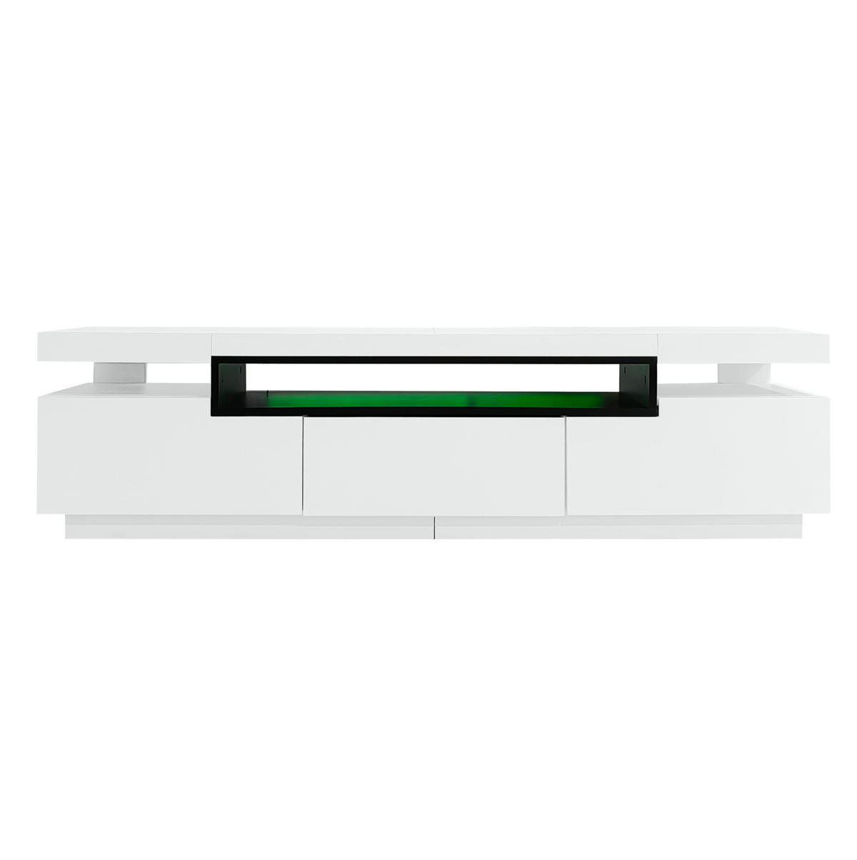 LOWBOARD 160/39/42 cm Weiß aus Spanplatte mit LED-Beleuchtung - Weiß, Holzwerkstoff (39/42/160cm) - OKMYHOME