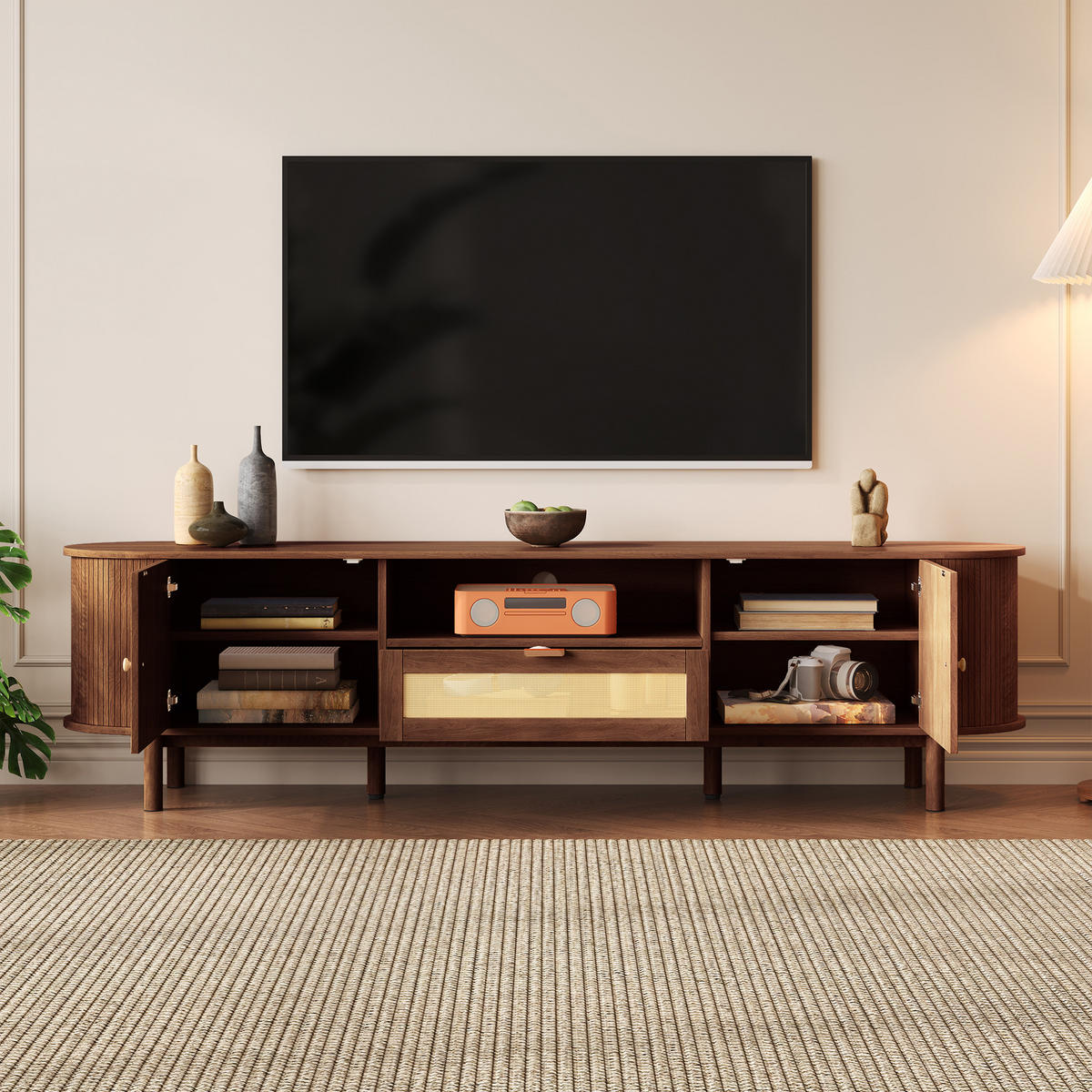 TV-LOWBOARD Nussbaumfarben 175/36/51 cm - Walnussfarben, Holzwerkstoff (175/51/36cm) - PANGIVO