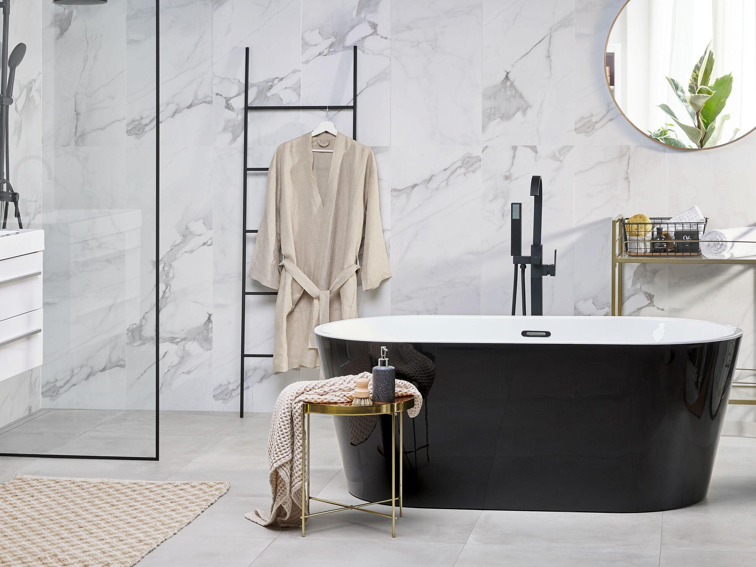 BADEWANNE FREISTEHEND 72x170x59 cm schwarz Havana - Schwarz, Kunststoff (72/59/170cm) - Beliani