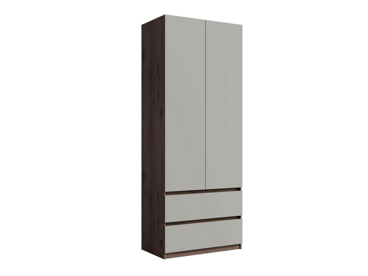 DREHTÜRENSCHRANK VELEN 90/230,5/51,4cm 2-türig Nussbaumfarben - Nussbaumfarben/Grau, Holzwerkstoff (90/230.5/51.4cm) - MASSENO