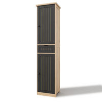 KÜCHENSCHRANK Schwarz-Naturfarben aus MDF mit Retro-Gittertüren 170 × 40 × 30 cm - Naturfarben, Holzwerkstoff (40/170/30cm) - Luhomfu
