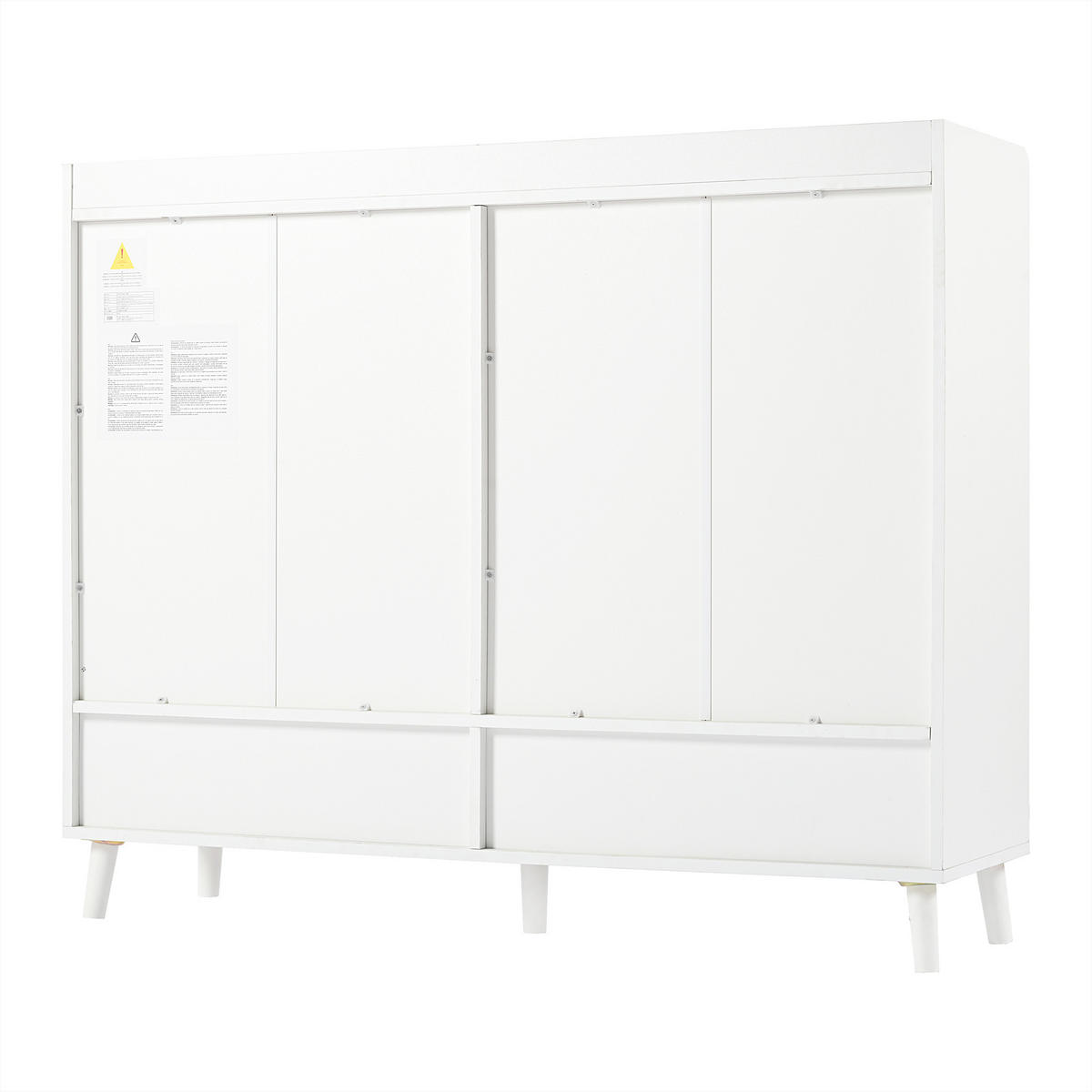 SIDEBOARD in Weiß Schuhschrank mit 4 Türen und 1 Schubladen für Esszimmer, Wohnzimmer oder Küche, B120/T35/H99cm - Weiß, Holzwerkstoff/Metall (120/99/35cm) - STILVORA