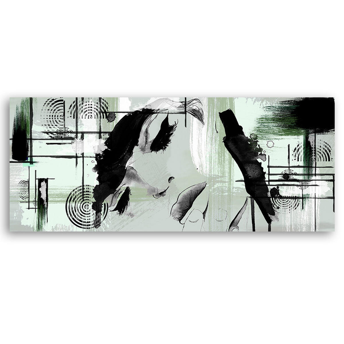 WANDBILD grüne frau abstrakt - Grau, Textil (90/30cm) - Feeby