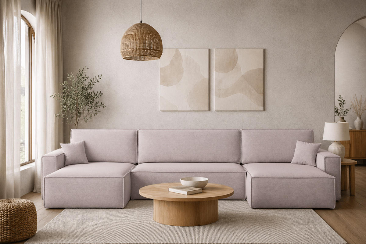 ECKSOFA Mit Schlaffunktion Und Bettkasten, Eckcouch BEST U XL Stoff Verita Beige - Beige, Holz (142/372cm) - Kaiser Möbel