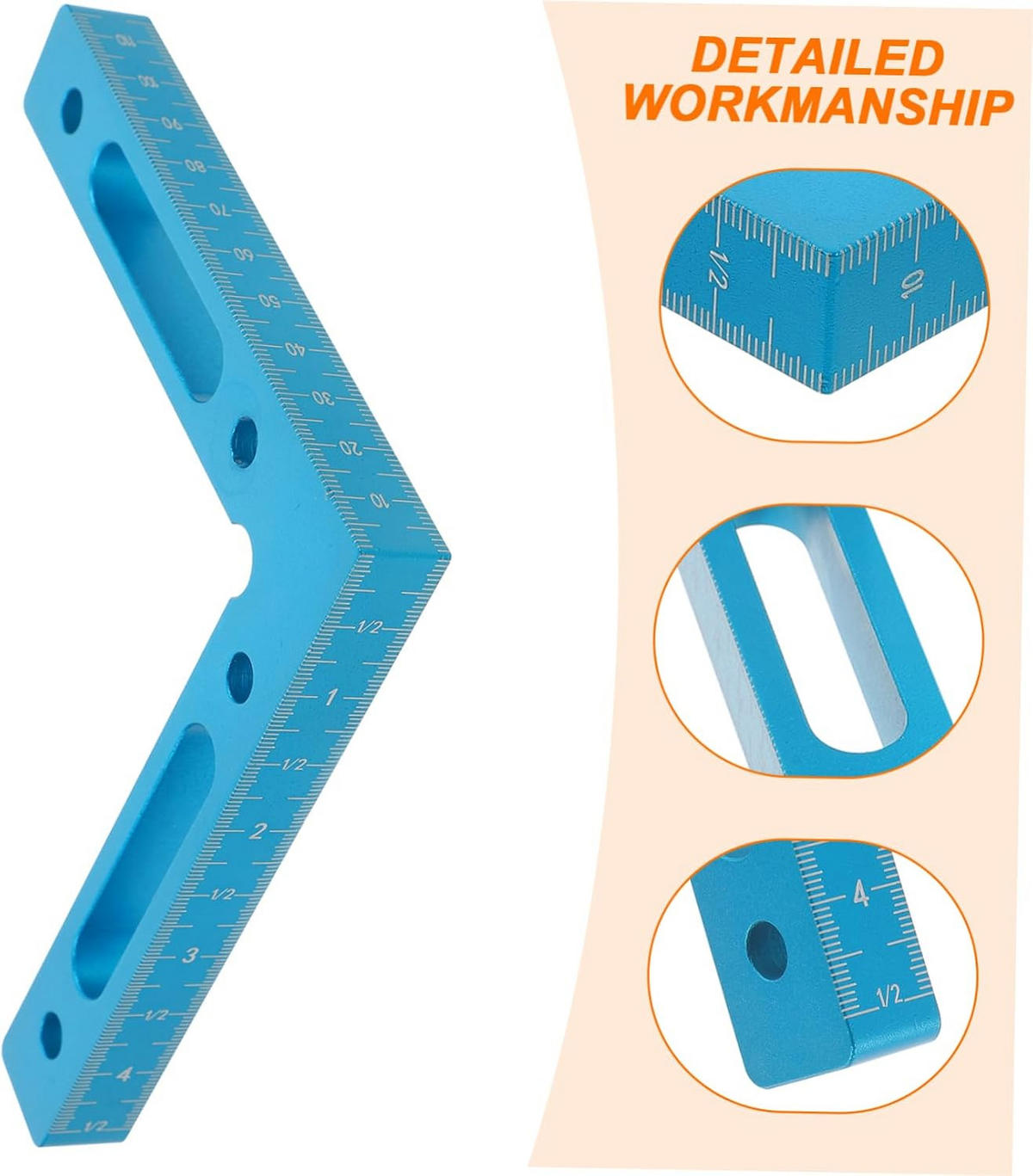 MESSLINEAL – 12 x 12 cm – für Holzbearbeitungsboxen, Rahmen, Regale und Schränke – blau, 2er-Pack - Blau, Metall (12/12/1.5cm) - DCA