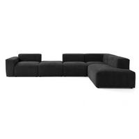 5-SITZER modulares Ecksofa HEAVEN SET 5 Rechts, Breite 380 cm Webstoff Schwarz - Schwarz, Holz/Kunststoff (245/380cm) - Muffo