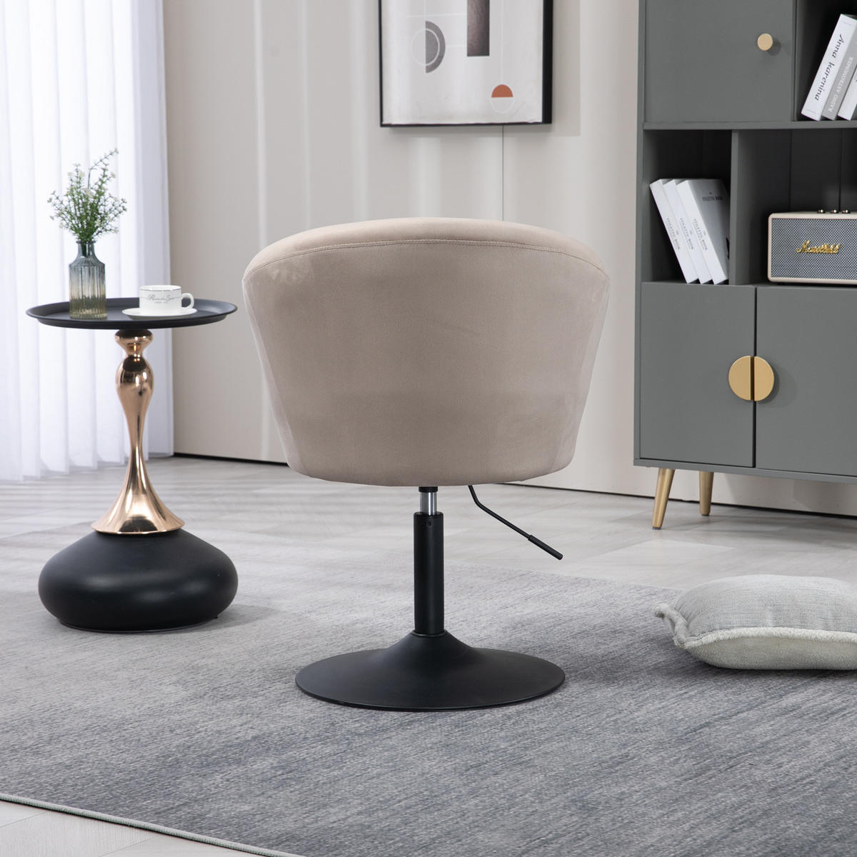 LOUNGESESSEL JAMAIKA mit Armlehnen Samt - Taupe, Textil (59/95/59cm) - SVITA