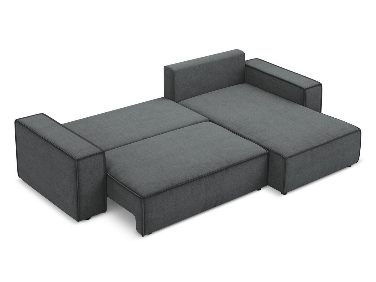 ECKSOFA mit Schlaffunktion Strukturstoff Stoff Grau - Schwarz/Grau, Kunststoff/Textil (290/185cm) - Makamii