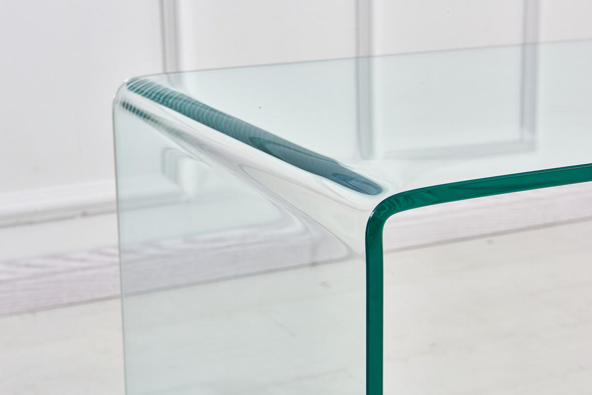 BEISTELLTISCH DE-37404 rechteckig mit gebogenem Glas Transparent - Transparent, Glas (50/40/45cm) - ComfortXL