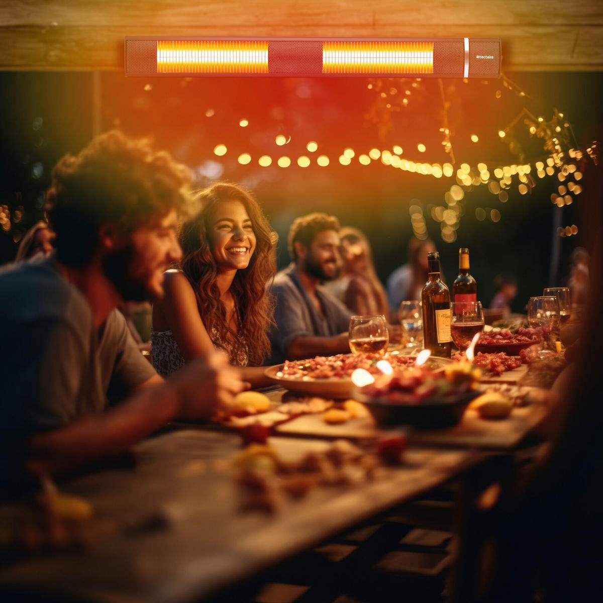 INFRAROTHEIZSTRAHLER Solaris Horizon, einfache Montage, 95 x 11 x 10,5 cm, schwarz - Schwarz, Metall (10.5/8/95cm) - tectake