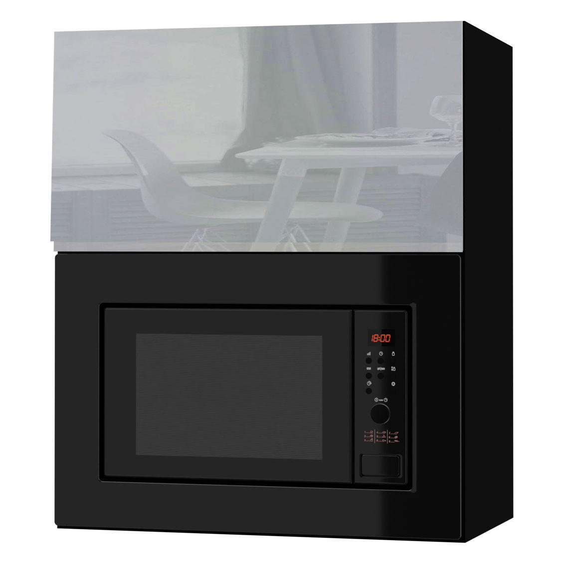 MIKROWELLENUMBAUSCHRANK Avellino W2MK/60 grau Acryl Hochglanz / Schwarz 60 / 32,5 / 72cm - Schwarz/Grau, Holz/Holzwerkstoff (60/72/32.5cm) - Feldmann-Wohnen