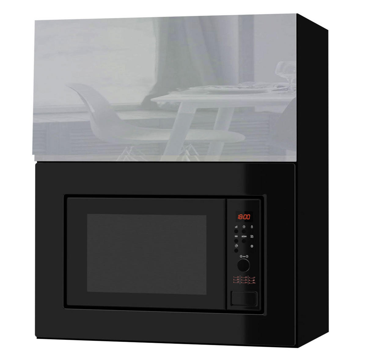 MIKROWELLENUMBAUSCHRANK Avellino W2MK/60 grau Acryl Hochglanz / Schwarz 60 / 32,5 / 72cm - Schwarz/Grau, Holz/Holzwerkstoff (60/72/32.5cm) - Feldmann-Wohnen