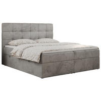 BOXBETT ERNI 180/200 - Hellgrau Velvet - H3 - Hellgrau, Holz/Textil (180/200cm) - MKS