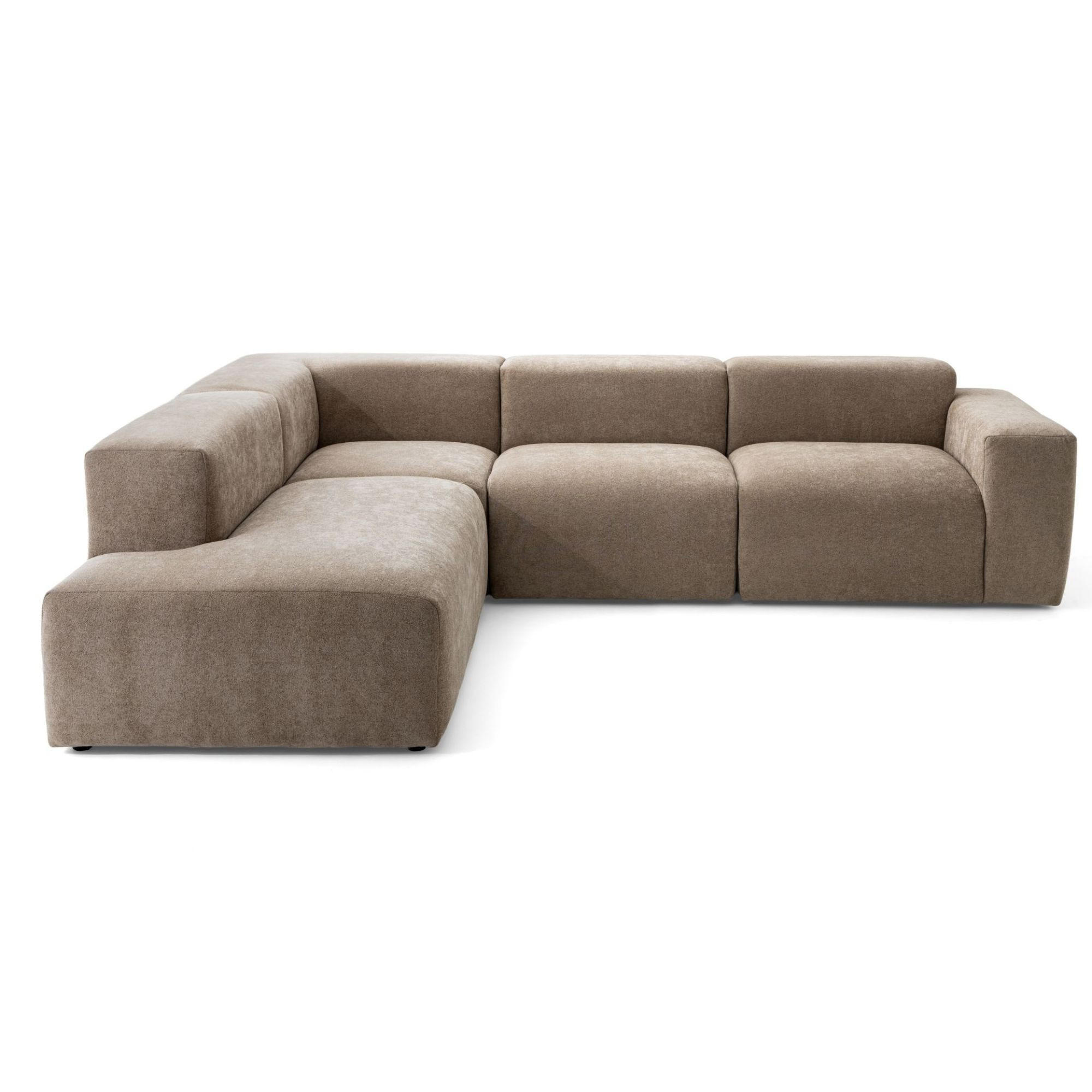 4-SITZER modulares Ecksofa HEAVEN SET 2 Links, Breite 300 cm Webstoff Braun - Schwarz/Braun, Holz/Kunststoff (300/245cm) - Muffo