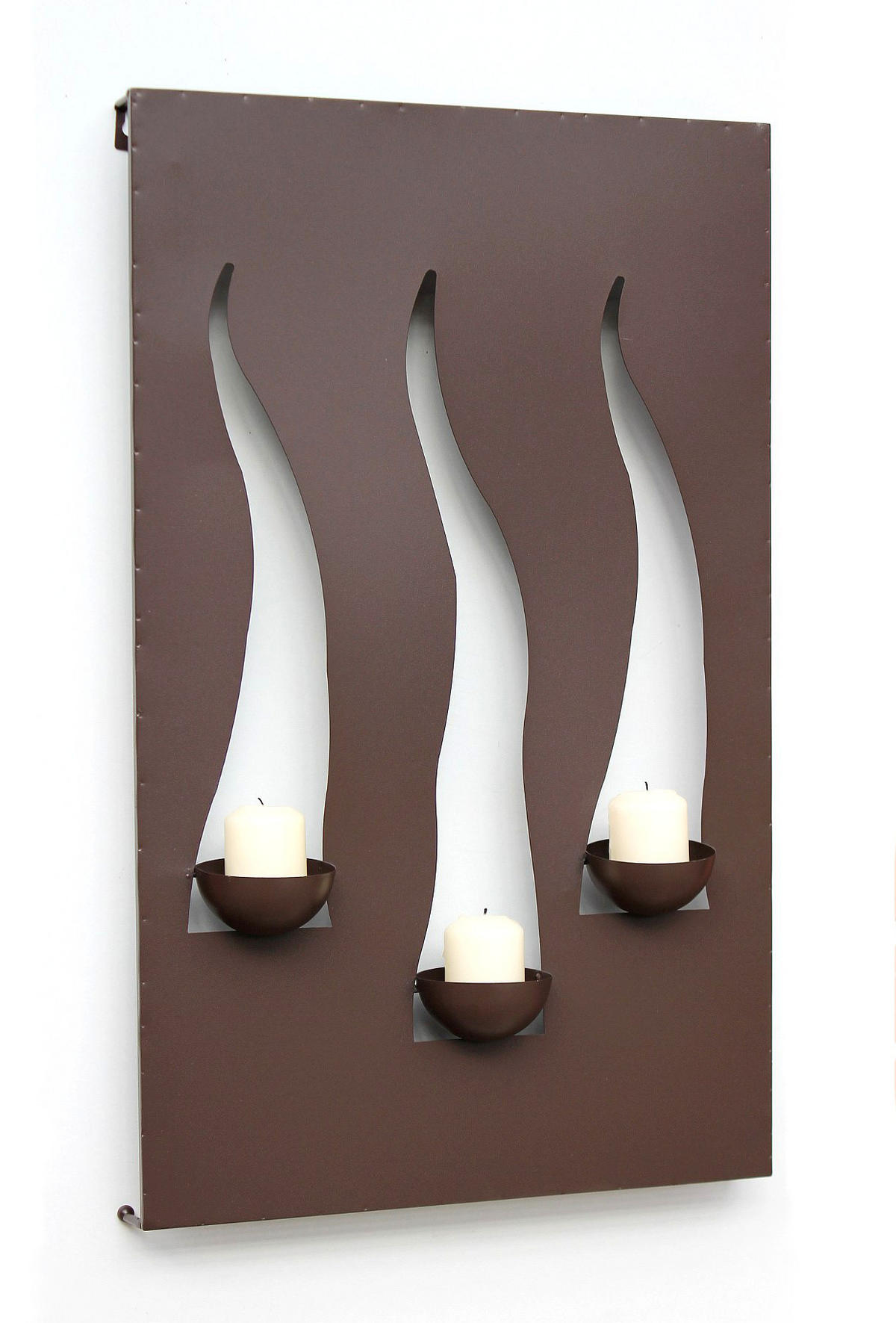 WANDLEUCHTER Flamme für 3 Kerzen Wandkerzenhalter aus Metall - Braun, Metall (40/65/10cm) - DanDiBo