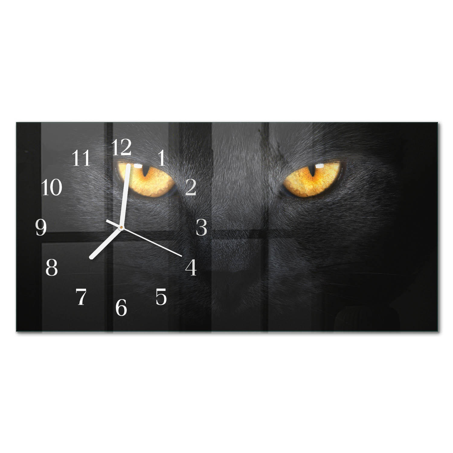 WANDUHR 60x30 cm - Blume - Schwarz, Glas (60/30/0.4cm) - TULUP