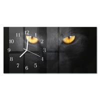 WANDUHR 60x30 cm - Blume - Schwarz, Glas (60/30/0.4cm) - TULUP