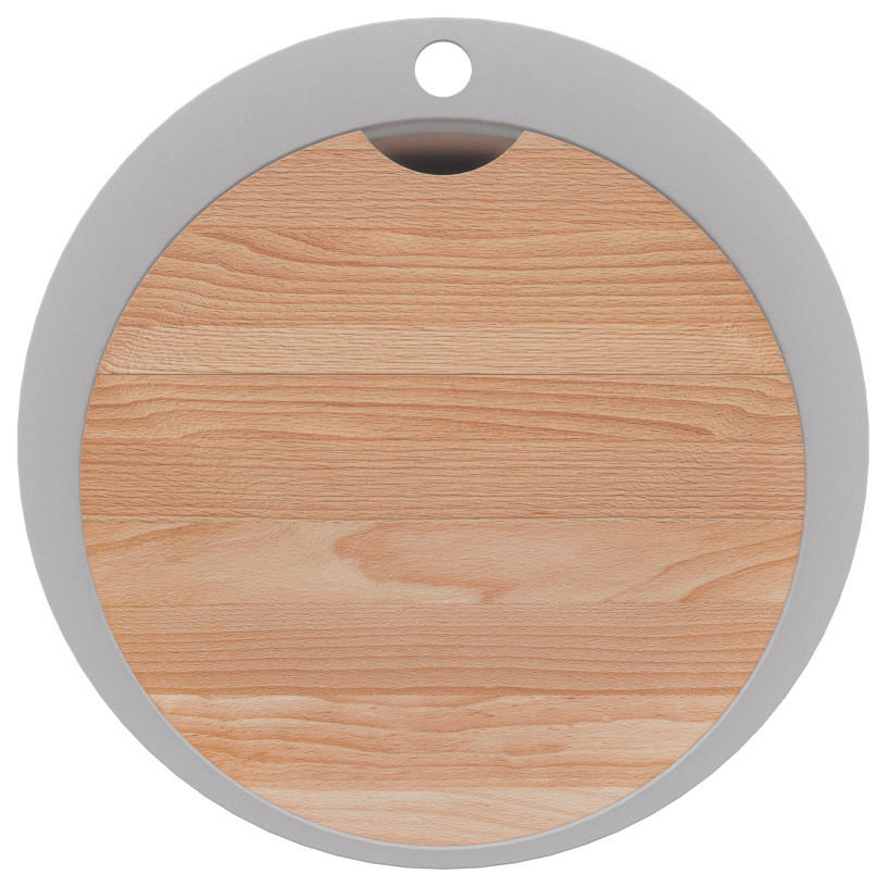 SPÜLBECKEN RUND Pisa Max, 2-er set Grau 53/53 cm 1 Becken + Ablauf-Set + Schneidebrett ab 50er Unterschrank - Beige/Grau, Kunststoff (53/20/53cm) - Primagran