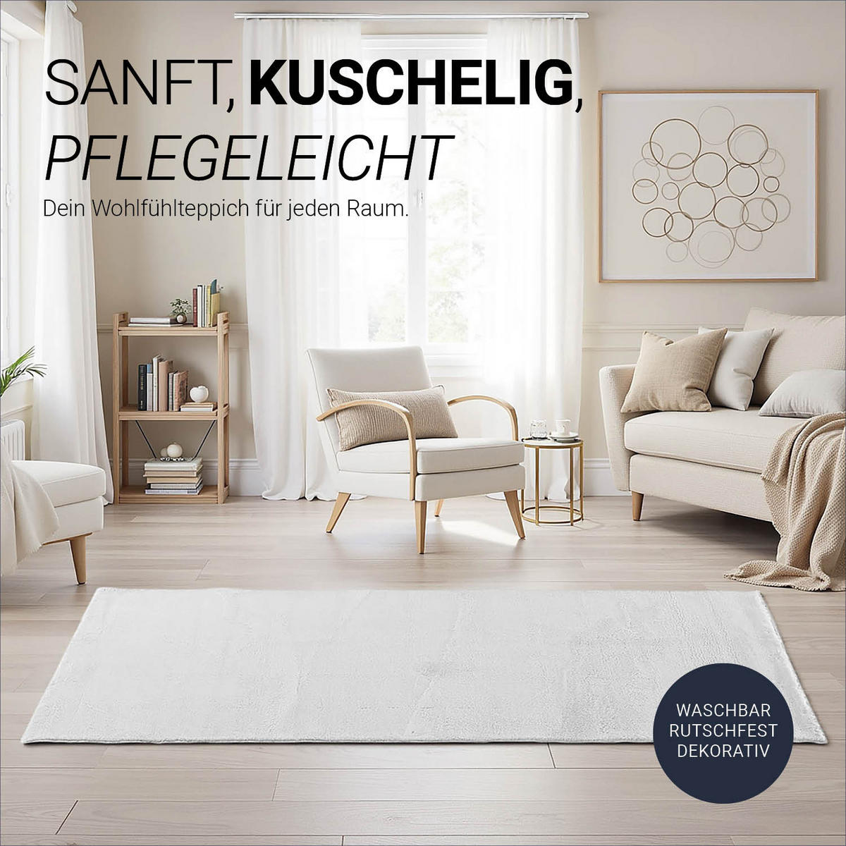 TEPPICH in Grau 120/180 cm waschbar - Grau, Textil (120/180cm) - Homestyle4u
