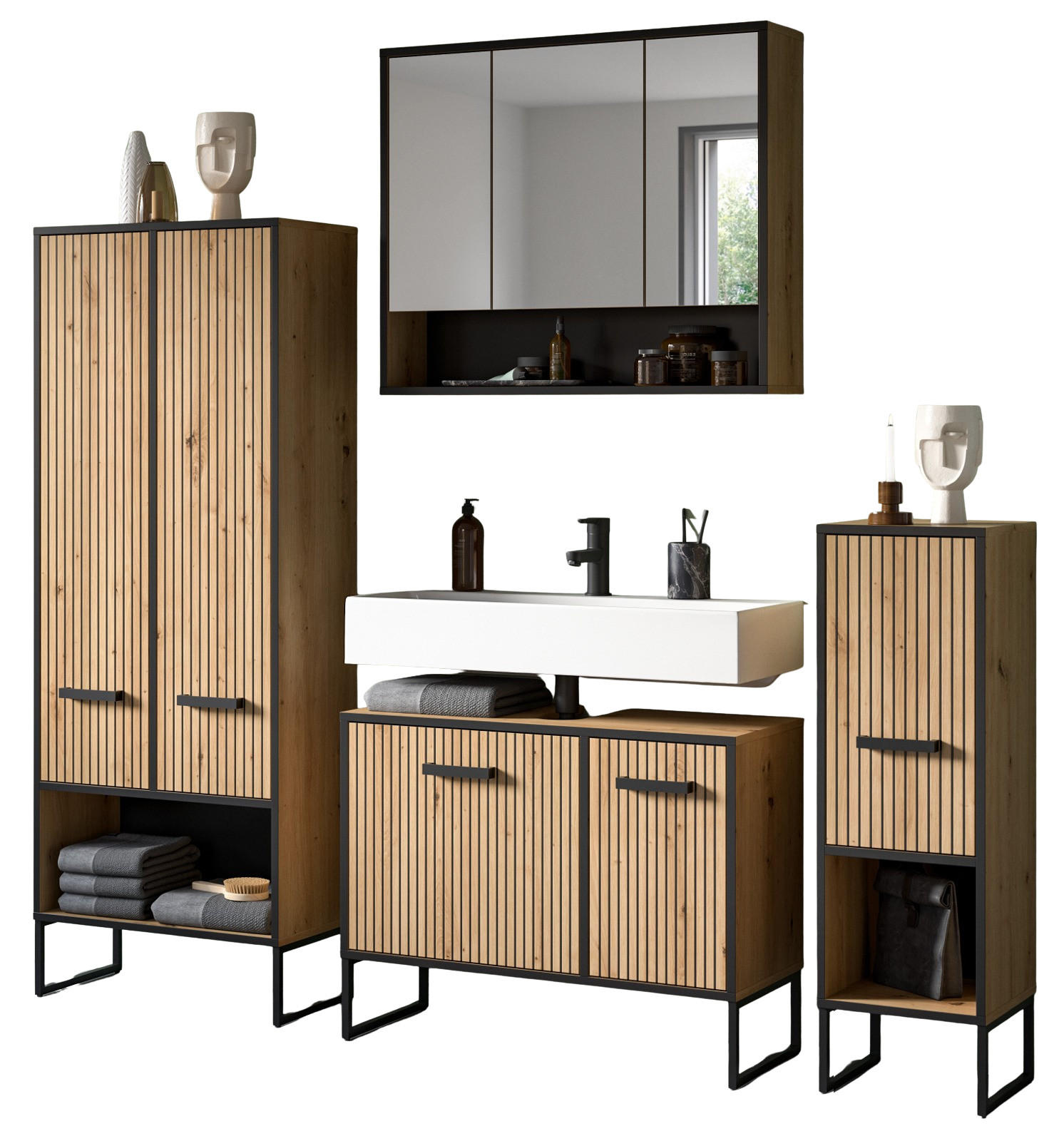 Inn.Furn Badmöbel-Set Eiche Artisan 199x192x36 cm
