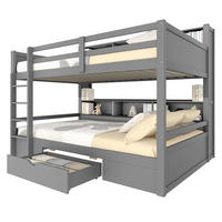 ETAGENBETT 90/200 cm aus Kiefern mit Schublade und Ablagefächern, Grau - Grau, Holzwerkstoff (90/200cm) - Redom