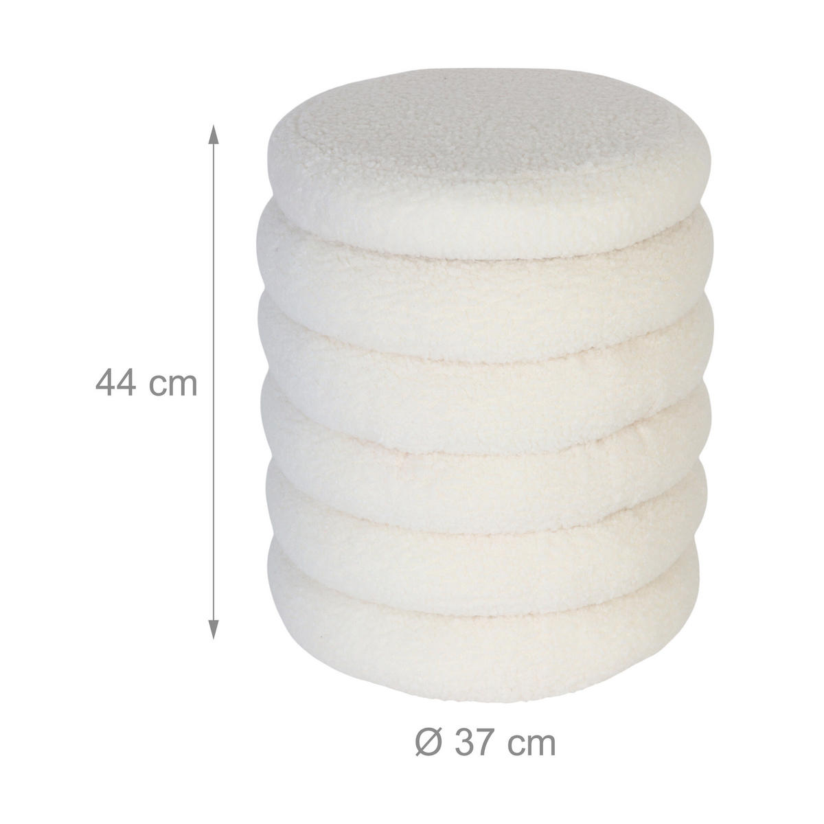 HOCKER - Weiß, Holzwerkstoff/Textil (37/44/37cm) - Relaxdays