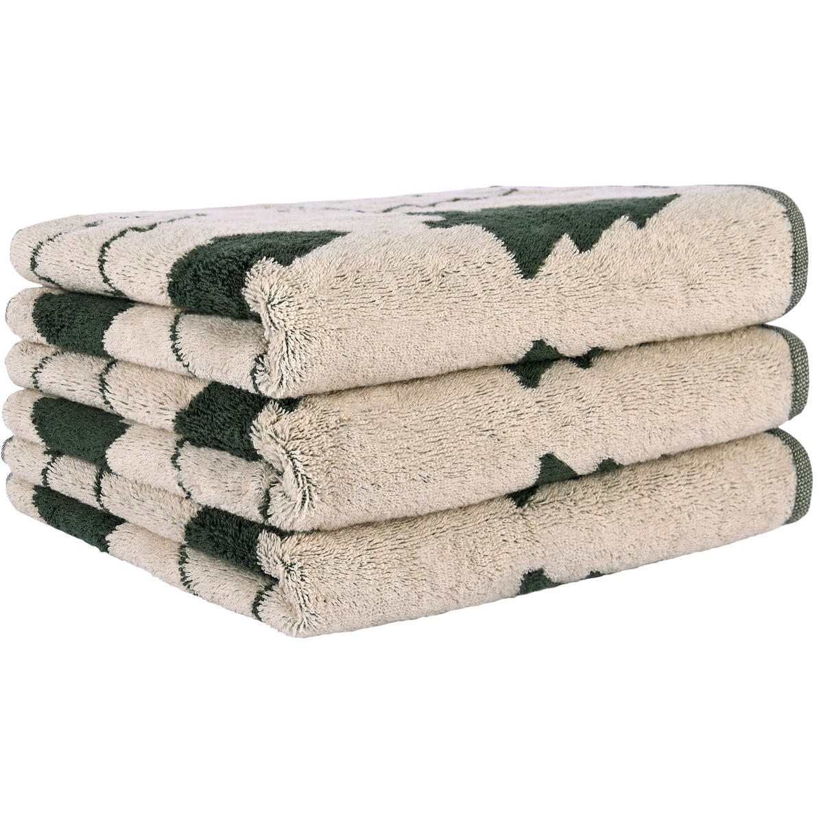 HANDTÜCHER CHRISTMAS EDITION TANNENBÄUME 794 NATUR-GRÜN - 34 - Beige, Textil (30/50cm) - Cawoe