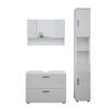 BADMÖBEL-SET Irma Weiß Hochglanz 3 Teile, mit Spiegelschrank 80 cm - Weiß Hochglanz/Weiß, Holzwerkstoff (80/58.6/41cm) - Vicco