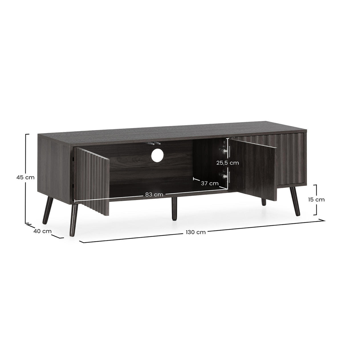 TV-ELEMENT Lluvia 3 Türen, Walnuss-Effekt - Walnussfarben, Holzwerkstoff (130/45/40cm) - VS Venta-stock