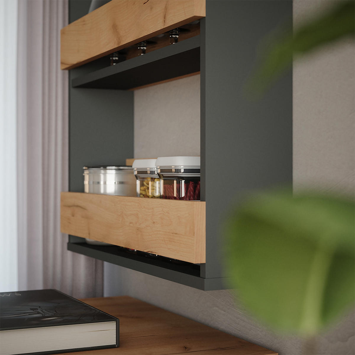 STOJAN NA SKLENIČKY NA VÍNO Repose Zlatý dub power/antracit - medově dubová/antracitová, kompozitní dřevo (60/98/15.1cm) - Vicco