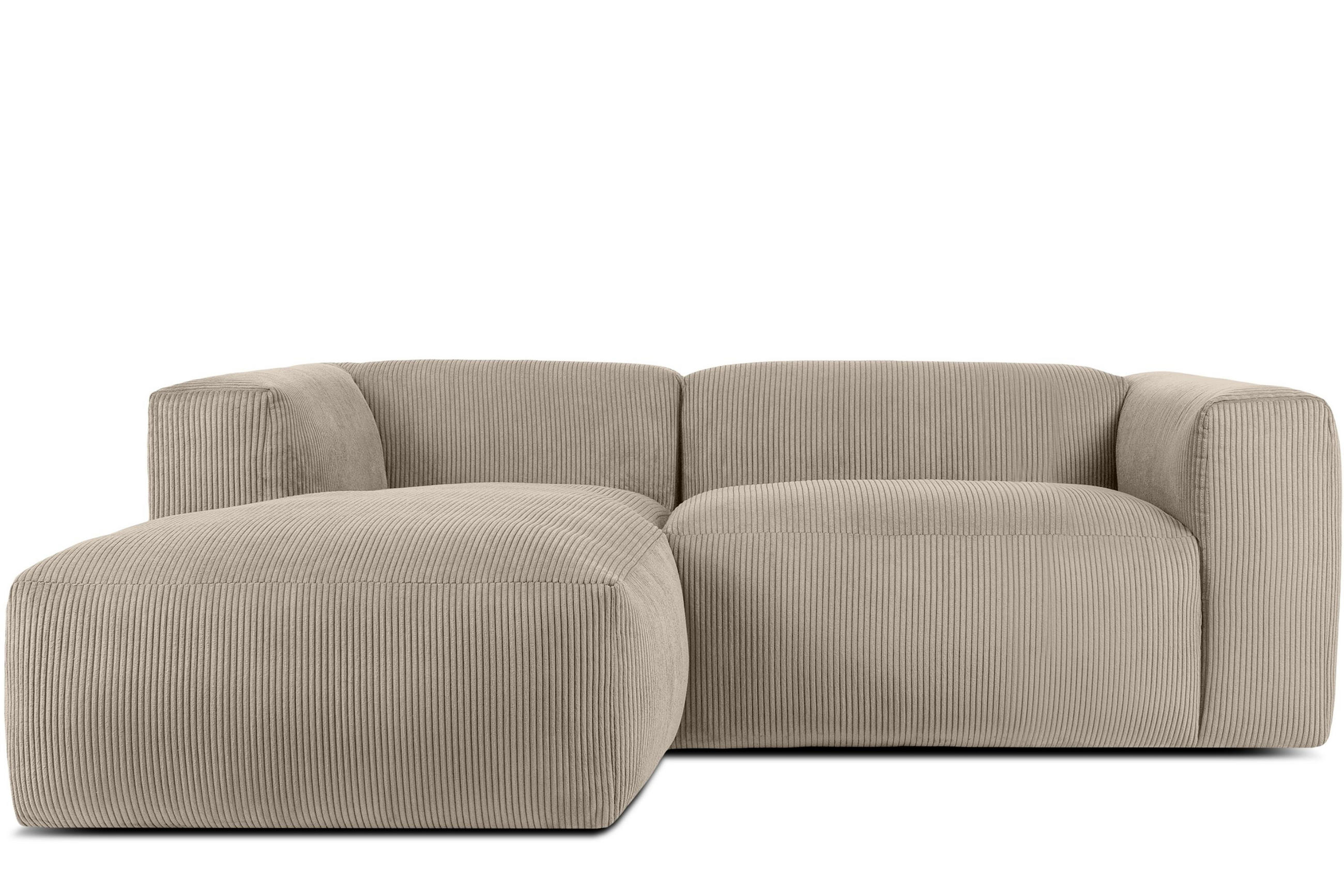 ECKMODULSOFA-LINKS BUFFO 3/4 Sitzer mit extrem weicher Sitzfläche, Kordstoff, beige - Beige, Textil (237/180cm) - KONSIMO®