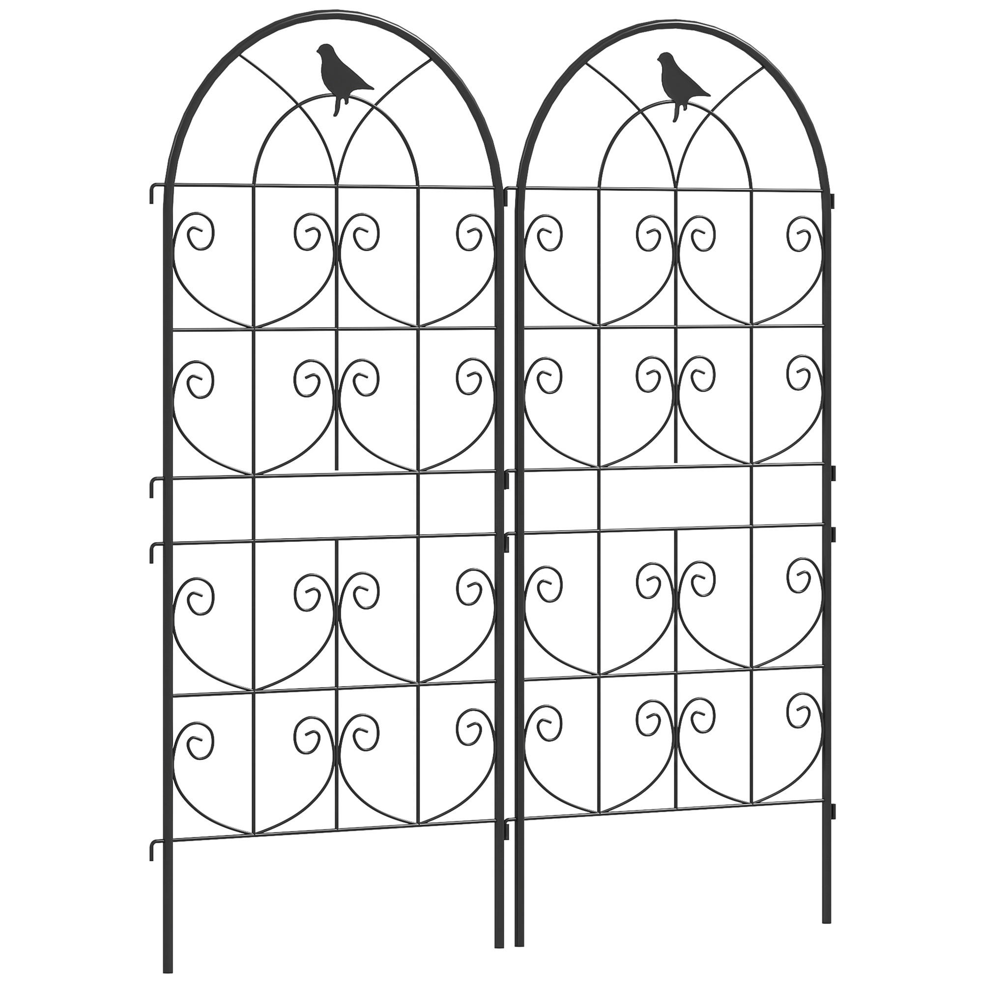 RANKGITTER DE-18338 2er-Set, 120 cm hoch mit Vogelmotiven Schwarz - Schwarz, Metall (1.3/120/50cm) - ComfortXL