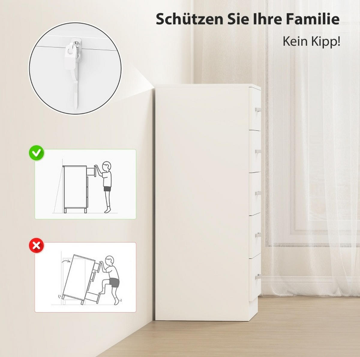 KOMMODE 40/85/35 cm Weiß aus Spanplatte mit 5 Schubladen - Weiß, Holz (35/85/40cm) - OKMYHOME