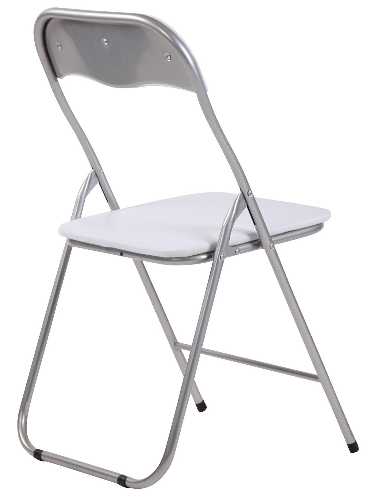 KLAPPSTUHL 2er Set Kunststoff weiß/silber - Silberfarben/Weiß, Kunststoff/Textil (45/78/45cm) - CLP