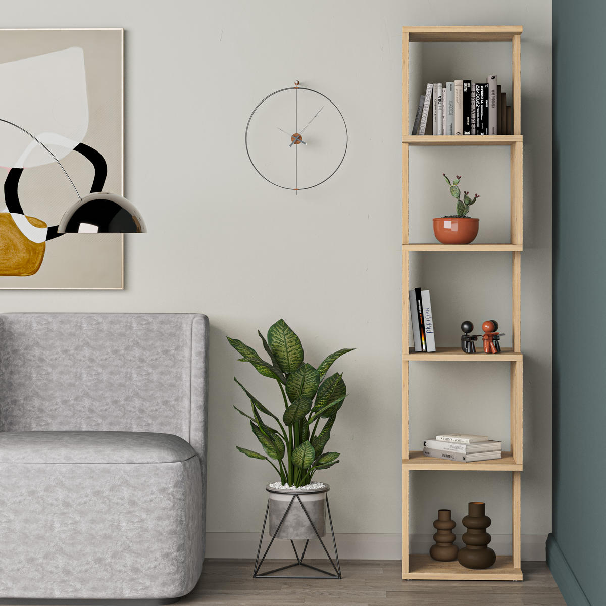 BÜCHERREGAL Piri Eiche 35/30/161 cm - Eichefarben, Holzwerkstoff (34.8/161/29.6cm) - Decortie