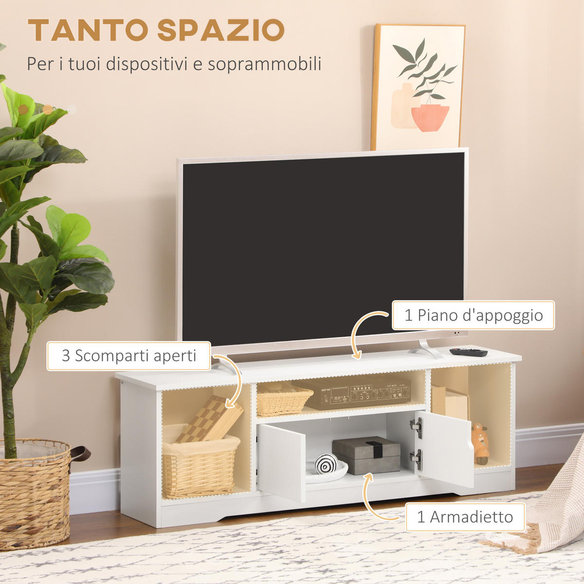 TV-MÖBEL Weiß 1 Stück - Weiß, Holzwerkstoff (120/41/30cm) - GiPP