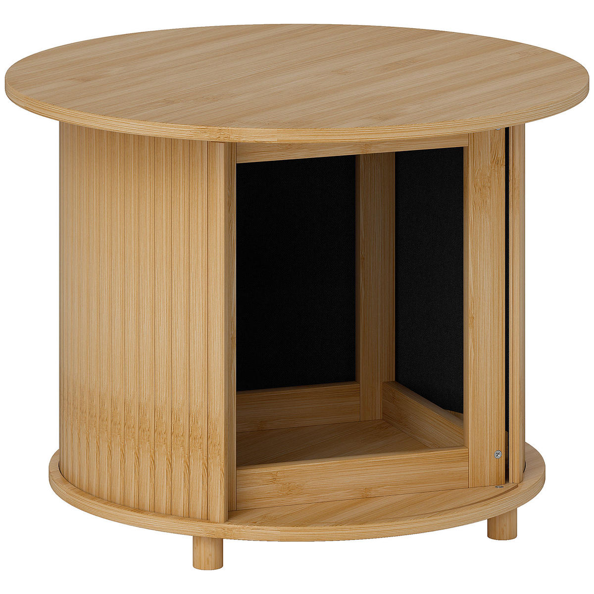 COUCHTISCH Wohnzimmertisch aus Bambus mit verstecktem Stauraum und Schiebetür - Naturfarben, Naturmaterialien (60/60/45cm) - HOMCOM