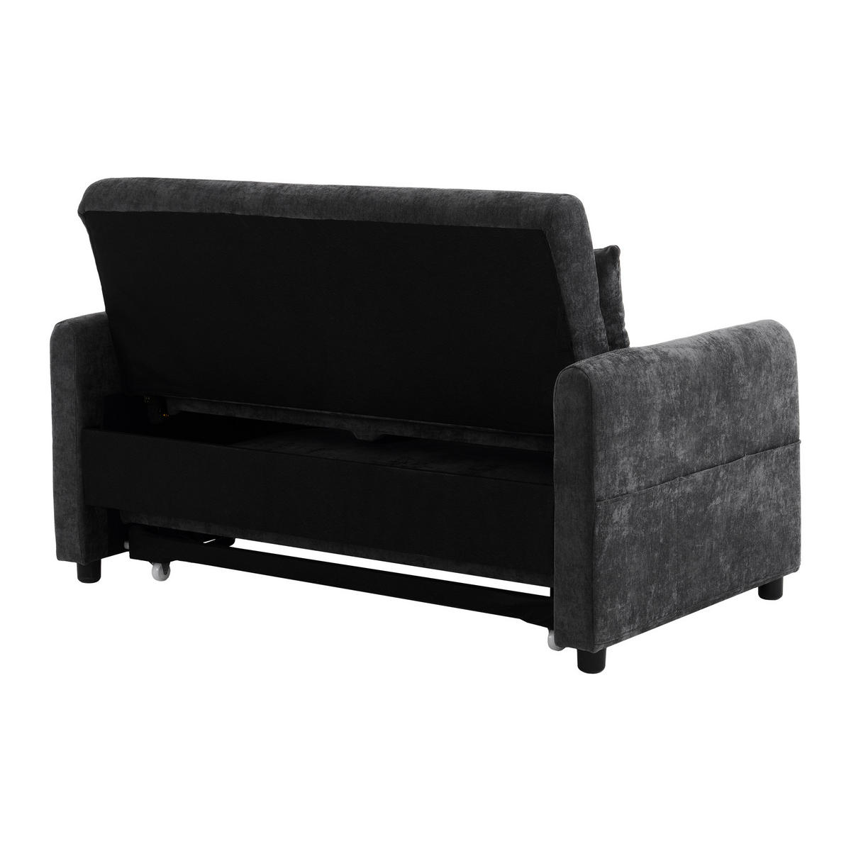SCHLAFSOFA Doppel mit Schlaffunktion verstellbarer Rückenlehne Handyhalter & USB-Anschluss Grau 129/163/81 cm - Grau, Textil (129/81/76cm) - OKWISH