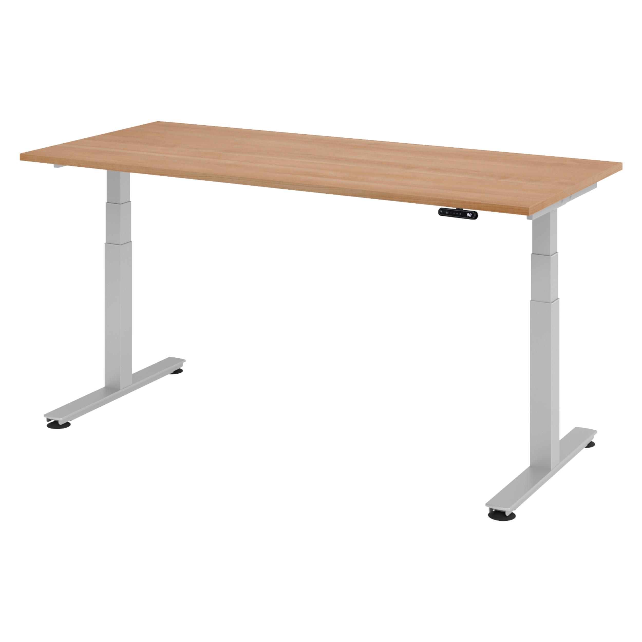 SCHREIBTISCH elektrisch XDSM 80/180/72 cm in Nussbaumfarben/Silberfarben - Silberfarben/Nussbaumfarben, Holzwerkstoff (80/180/72cm) - bümö