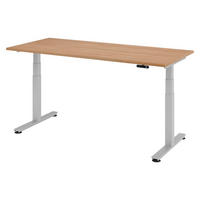 SCHREIBTISCH elektrisch XDSM 80/180/72 cm in Nussbaumfarben/Silberfarben - Silberfarben/Nussbaumfarben, Holzwerkstoff (80/180/72cm) - bümö