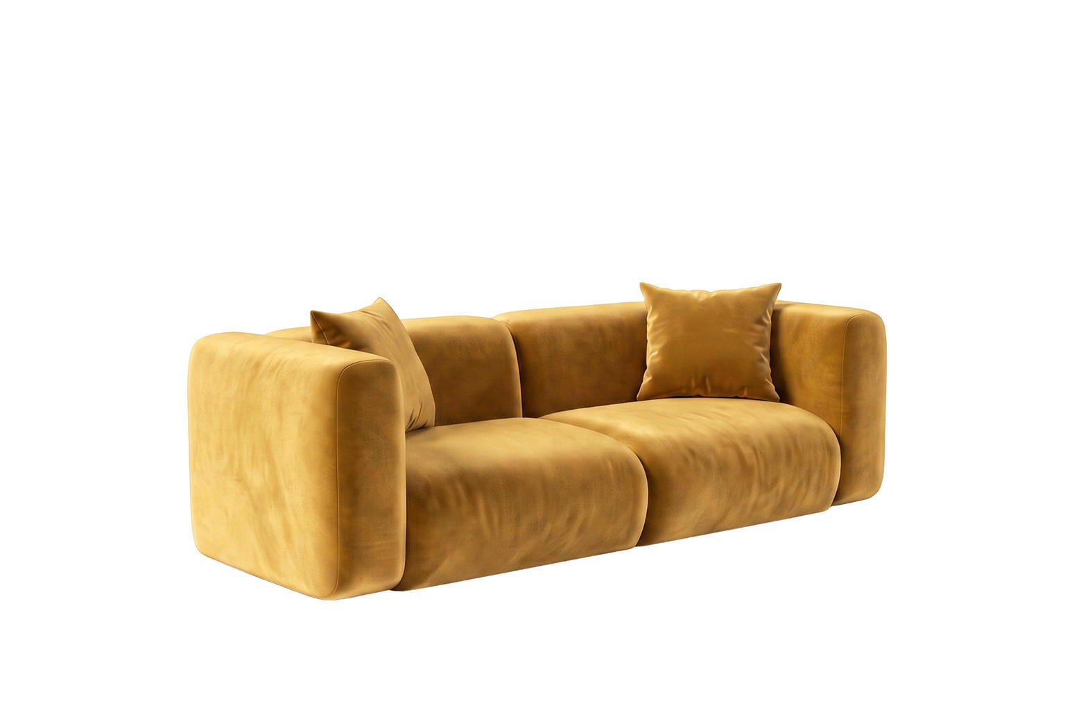 SOFA 2-Sitzer, Velvet-Stoff Bluvel, Golden, GRETA - Goldfarben, Holz (228/70/89cm) - Kaiser Möbel
