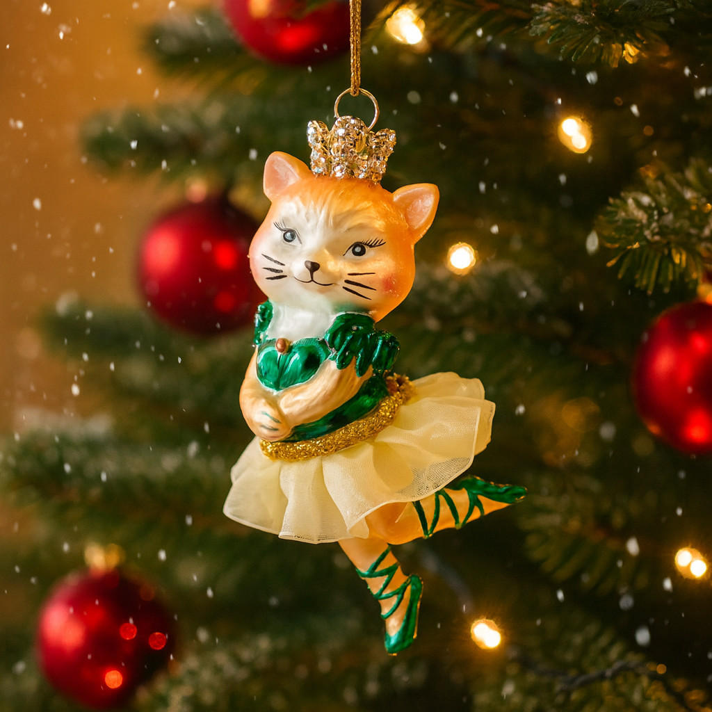 WEIHNACHTSKUGEL Glas MARTINKOS, Katze 7x14 cm, Gold, Christbaumkugeln, Weihnachtsdeko Xmas, Christmas Deko - Goldfarben, Glas (7/6/14cm) - home&you