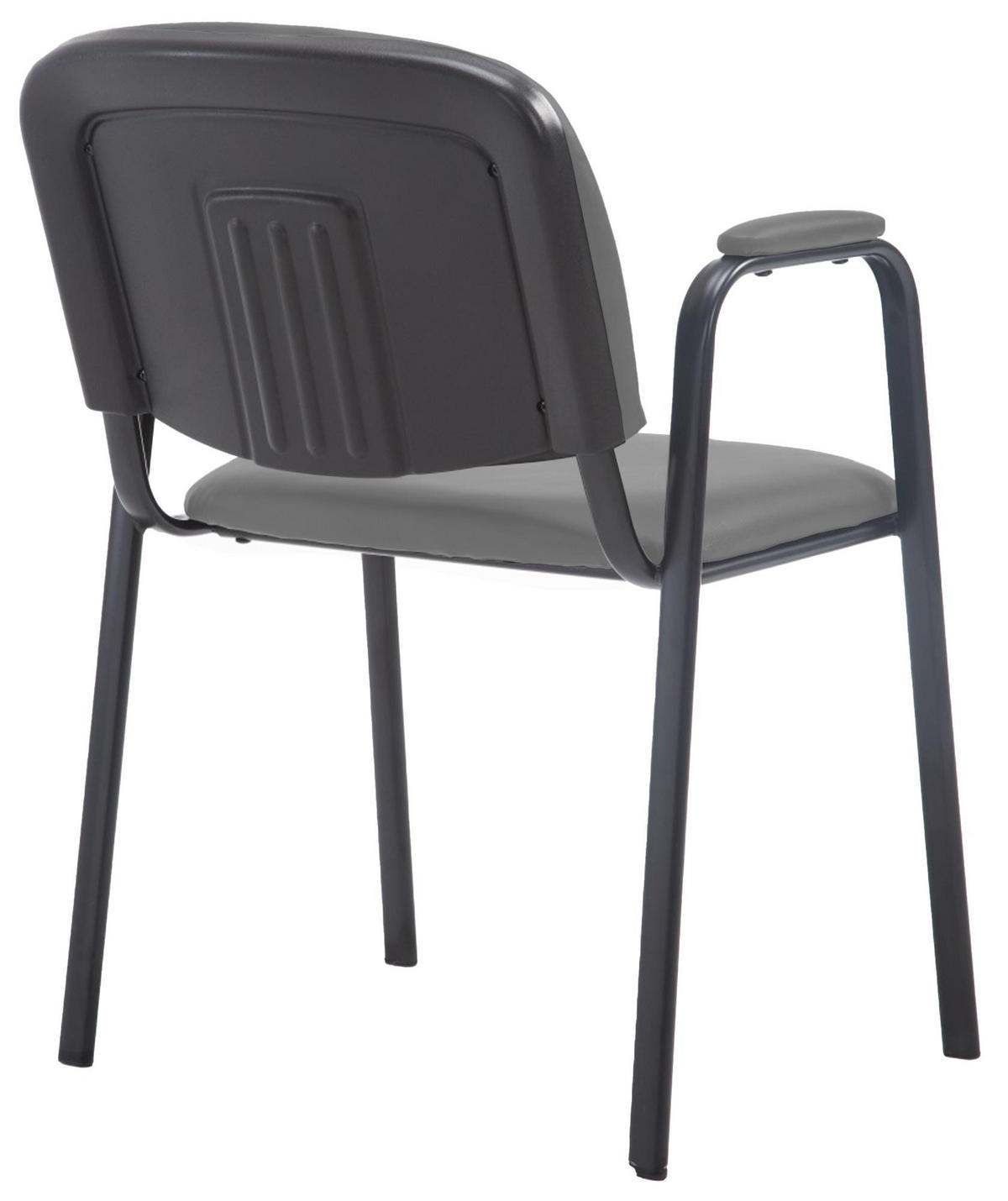 BESUCHERSTUHL Lederlook grau - Schwarz/Grau, Textil/Metall (53/79/55cm) - CLP