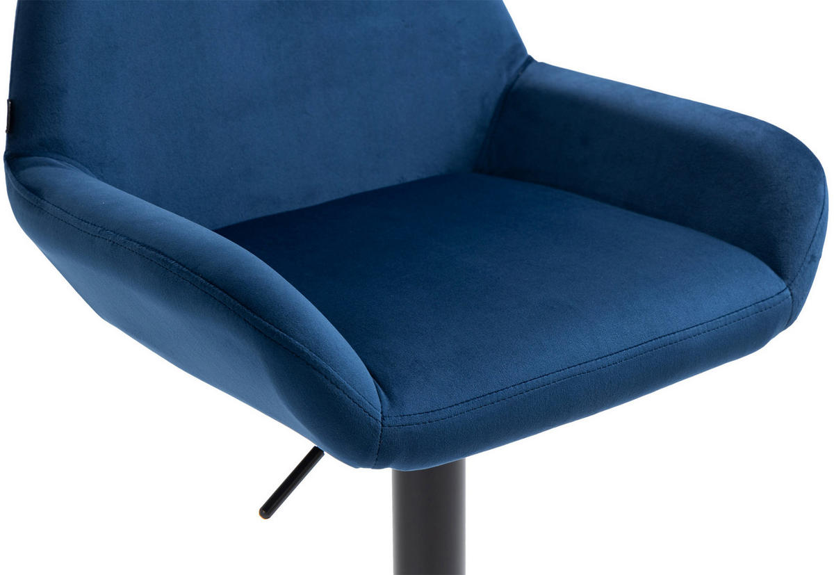 BARHOCKER 2er Set Samt blau - Blau/Schwarz, Textil/Metall (51/89/52cm) - CLP